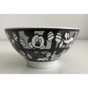 DISNEY Cereal Bowl Mickey & Goofy Faces All Over Ceramic Ramen‎ Ice Cream New